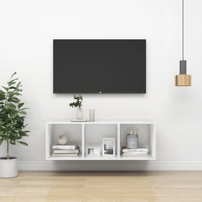 805480 vidaXL ТВ шкаф за стенен монтаж, бял, 37x37x107 см, инженерно дърво