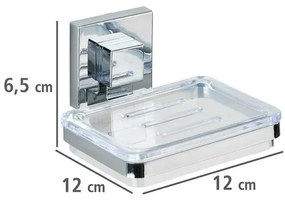 Самозалепващ пластмасов комплект аксесоари за баня в лъскаво сребристо Quadro – Wenko