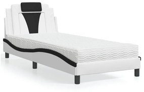 3208760 vidaXL Легло Viana без матрак, бяло и черно, 80x200 см, изкуствена кожа
