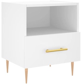 827404 vidaXL Нощно шкафче, бяло, 40x35x47,5 см, инженерно дърво
