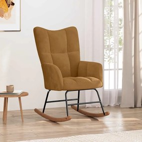 328147 vidaXL Люлеещ стол, кафяв, кадифе