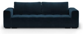 Тъмносин кадифен разтегателен диван Luca - Milo Casa