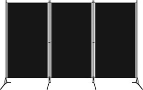 320734 vidaXL Параван за стая, 3 панела, черен, 260x180 см