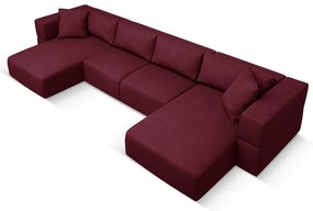 Ъглов U-образен диван в цвят бордо Esther – Milo Casa