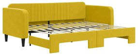 3197068 vidaXL Канапе с изтеглящо разтегателно легло жълто 90x200 см кадифе