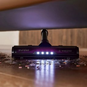 Вертикална прахосмукачка 2в1 Eureka NEC490, 350W, LED дисплей и светлина на четката, Single Cyclone, 60 мин, Станция за самоизпразване и зареждане, Черен