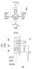 Вградена душ батерия в лъскаво-сребрист цвят (2 изхода) Latus – Sapho