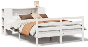 3321857 vidaXL Легло с етажерка за книги, без матрак, 160x200 см, бор масив