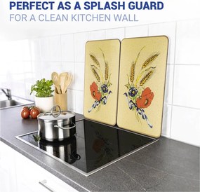 Капаци за печка в комплект от 2 броя от закалено стъкло 52x30 cm Corn-Flowers - Maximex