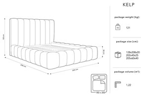 Бежово тапицирано двойно легло с място за съхранение 180x200 cm Kelp - Micadoni Home