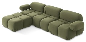 Светлозелен кадифен модулен ъглов диван Lokua – Makamii