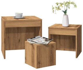 856687 vidaXL Стифиращи маси, 3 бр, дъб артизан, инженерно дърво