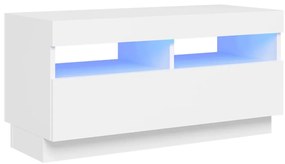 804445 vidaXL ТВ шкаф с LED осветление, бял, 80x35x40 см