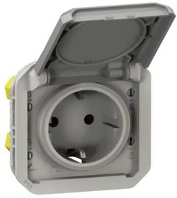 Legrand Контакт шуко 16А с детска защита и авт. клеми механизъм цвят Сив IP55 Plexo New  - 069570L