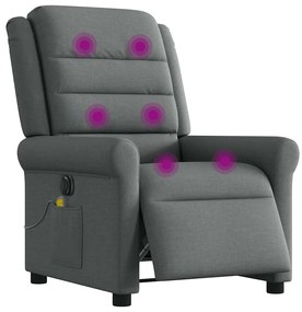 3303305 vidaXL Електрически масажен реклайнер стол, тъмносив, текстил