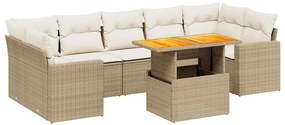 3271226 vidaXL Градински диван с възглавници, 8 части, бежов полиратан
