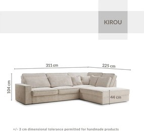 Кремав шенилов ъглов диван (десен ъгъл/L форма) Kirou – Maison de Rêve