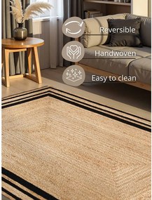 Черен/в естествен цвят двустранен/ръчно изработен ютен килим 160x230 cm Jutta – Hanse Home