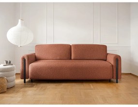 Теракотен сгъваем/с място за съхранение диван от прежда с примки от букле 244 cm Arcadova – ELTAP