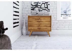 Нисък скрин с чекмеджета от дъбова дървесина 100x90 cm Retro - The Beds