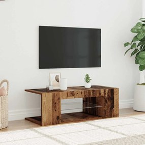 856325 vidaXL ТВ шкаф с LED светлини Старо дърво 90x39x30 cm