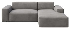 Ъглов диван от сив велур (десен ъгъл) Fluvio - MESONICA