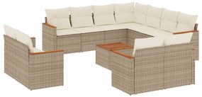 3258908 vidaXL Градински диван с възглавници, 12 части, бежов полиратан