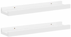 326648 vidaXL Стенни рафтове, 2 бр, бял гланц, 40x9x3 см