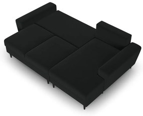 Черен кадифен разтегателен ъглов диван с място за съхранение (десен ъгъл) Kyoto – Cosmopolitan Design