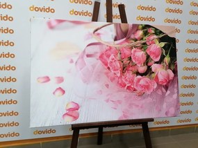 Картина на платно – Букет от розови рози