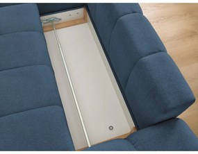 Тъмносин шенилов сгъваем/с място за съхранение ъглов диван (ляв ъгъл) Everest – Bobochic Paris