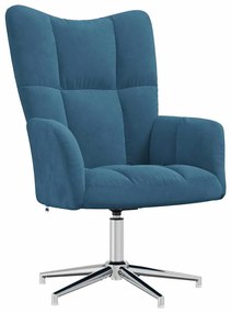 328127 vidaXL Релакс стол, син, кадифе