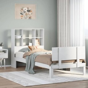 3322661 vidaXL Легло с етажерка за книги, без матрак, 90x200 см, бор масив