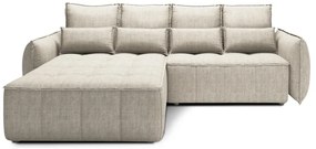 Бежов кадифен разтегателен ъглов диван с място за съхранение (ляв ъгъл) Campo – ELTAP