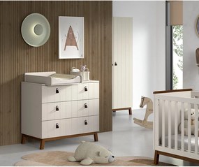 Бежов детски скрин с маса за преповиване 98,5x94x57 cm Sezane – Vipack