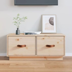 818240 vidaXL ТВ шкаф, сив, 80x34x35 см, бор масив