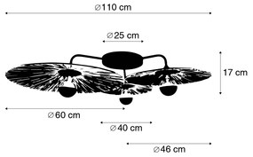Селски плафон черен с въже 3-светлинен - Leia