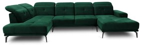 Зелен кадифен ъглов диван (ляв ъгъл/U форма) Bretan – ELTAP