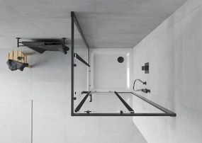 Mexen Rio квадратна душ кабина 90 x 90 см, прозрачна, черна + дъно Flat, бял