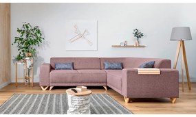 Розов разтегателен/с място за съхранение ъглов диван (десен ъгъл/L форма) Classy Sophie – Miuform