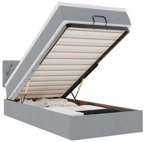 3311511 vidaXL Османска легло с матрак, светлосиво, 90x200 см, плат