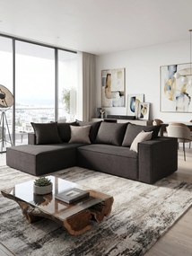 Ъглов диван Opalin-Сиво тъмно-Ляво