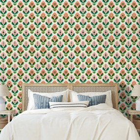 Тапет – Ретро цветен мотив в пастелни тонове