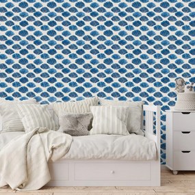 Самозалепващ тапет – Сини миди на бял фон