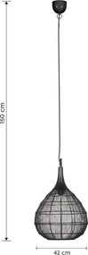 Матово черно висящо осветително тяло с метален абажур Soraya – Trio
