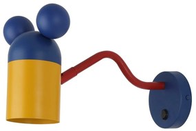 Синя детска лампа за стена с метален абажур Mouse – GTV