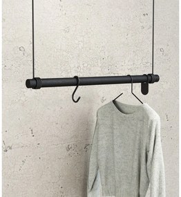 Черна стенна закачалка от масивен дъб 80 cm Swing M – LIND DNA