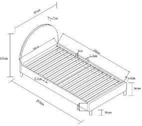 Розово тапицирано единично легло с решетка 90x200 cm MOON - Vipack