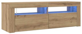 856320 vidaXL ТВ шкаф с LED осветление, 120x35x40 см, инженерно дърво