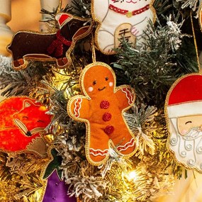 Текстилна ръчно изработена коледна украса 10 cm Gingerbread – Sass &amp; Belle